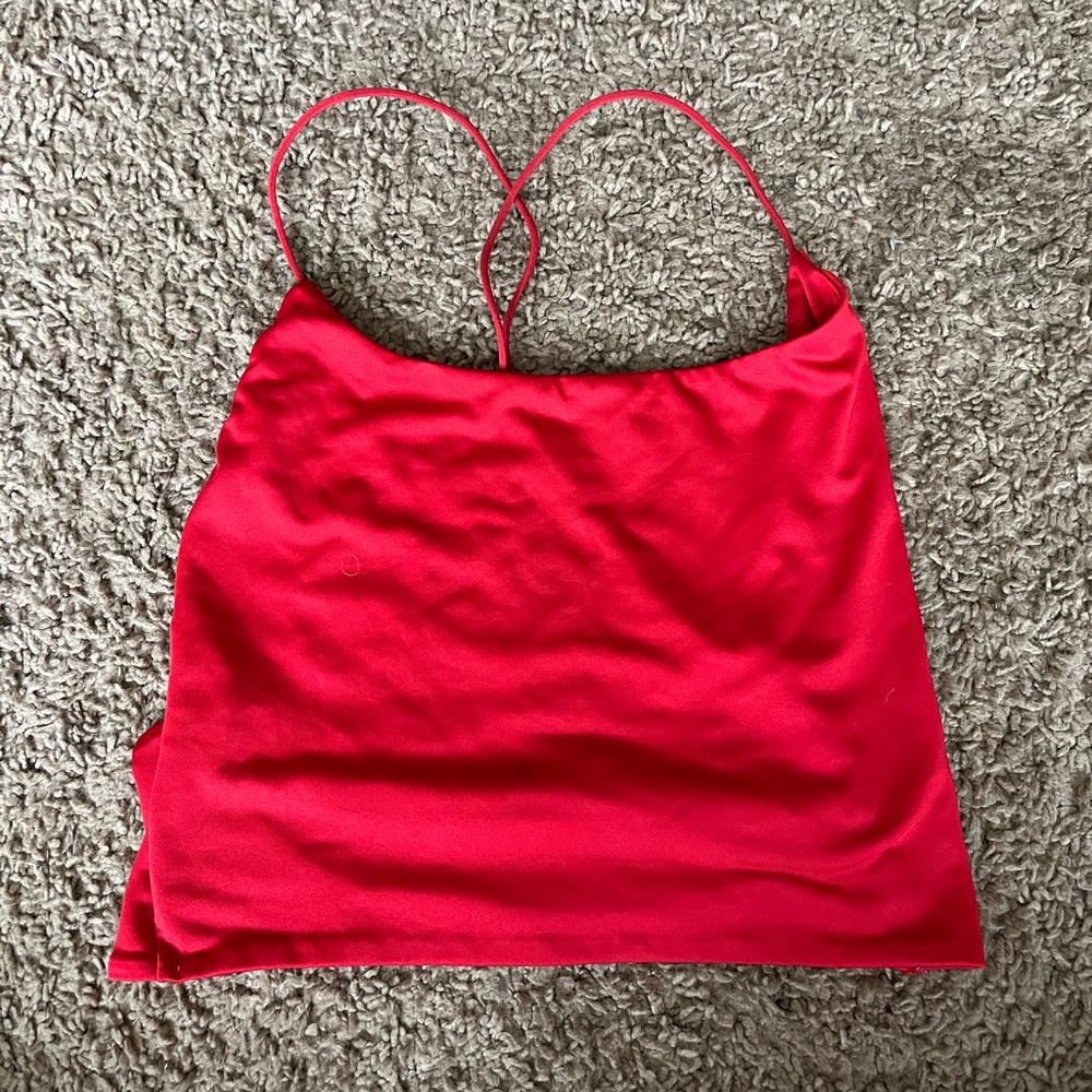 Vibrant sexy red tank top with an open back!